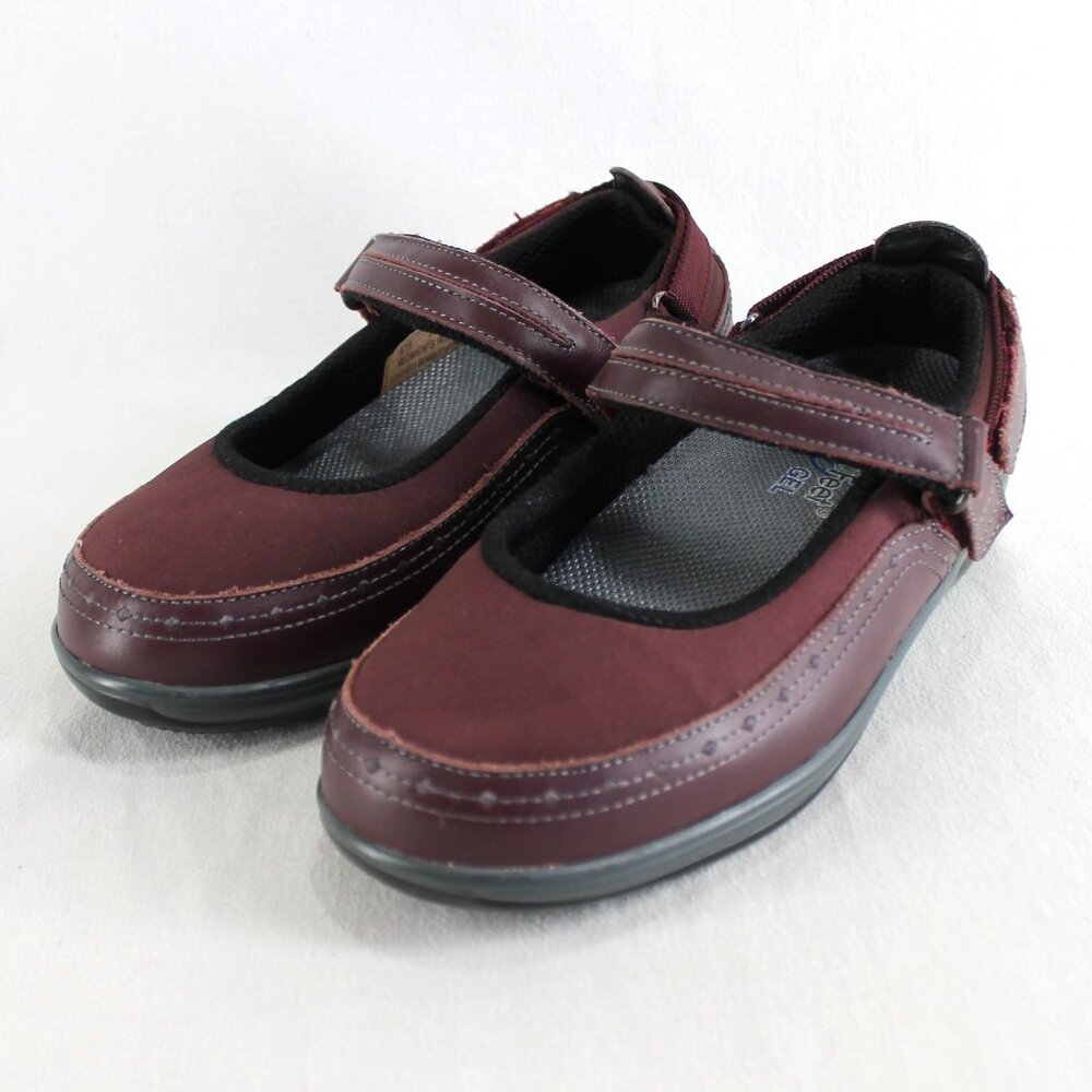Orthofeet Springfield Mary Jane Shoes Womens Size 7 D Maroon Leather Orthopedic
